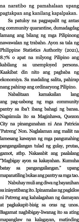 na naratibo ng pamahalaan upang pagtakpan ang kanilang kapalpakan  Sa patuloy na pagpapalit ng antas ng community qua   