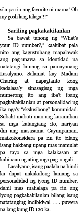 sila pa rin ang favorite ni mama  Oh my gosh lang talaga      Sariling pagkakakilanlan Sa bawat tanong ng  What s you   