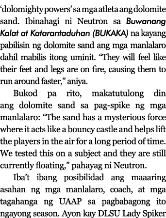  dolomighty powers  sa mga atleta ang dolomite sand  Ibinahagi ni Neutron sa Buwanang Kalat at Katarantaduhan (BUKAKA   