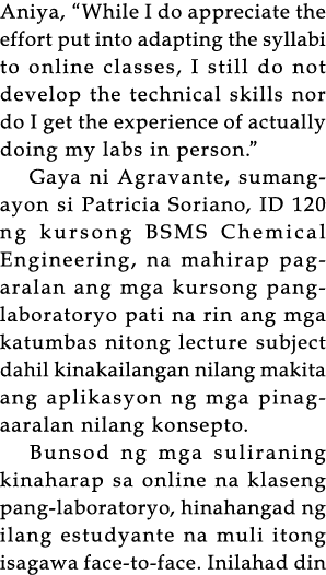 Aniya,  While I do appreciate the effort put into adapting the syllabi to online classes, I still do not develop the    