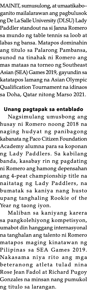 MAINIT, sumusulong, at umaatikabo—ganito mailalarawan ang pagbulusok ng De La Salle University (DLSU) Lady Paddler st   